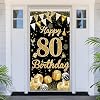 80th Birthday Banner 80th Birthday Door Banner Decoration Black Gold Happy Birthday Banner Door Cover Photo Booth Sign Poster Party Decoration for Indoor and Outdoor