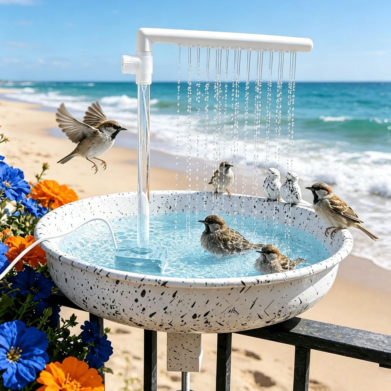 Generisch Dispensador de comida de baño para | Multifuncional desmontable | Bebedero para pájaros con , adecuado para cacatúas, periquitos, jardín, terraza, patio