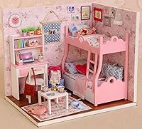 Vista 2 de Ogrmar Casa de madera para muñecas en miniaturas, "hazlo tú mismo", kit de casa con cubierta y luz led - Edad de los cálices