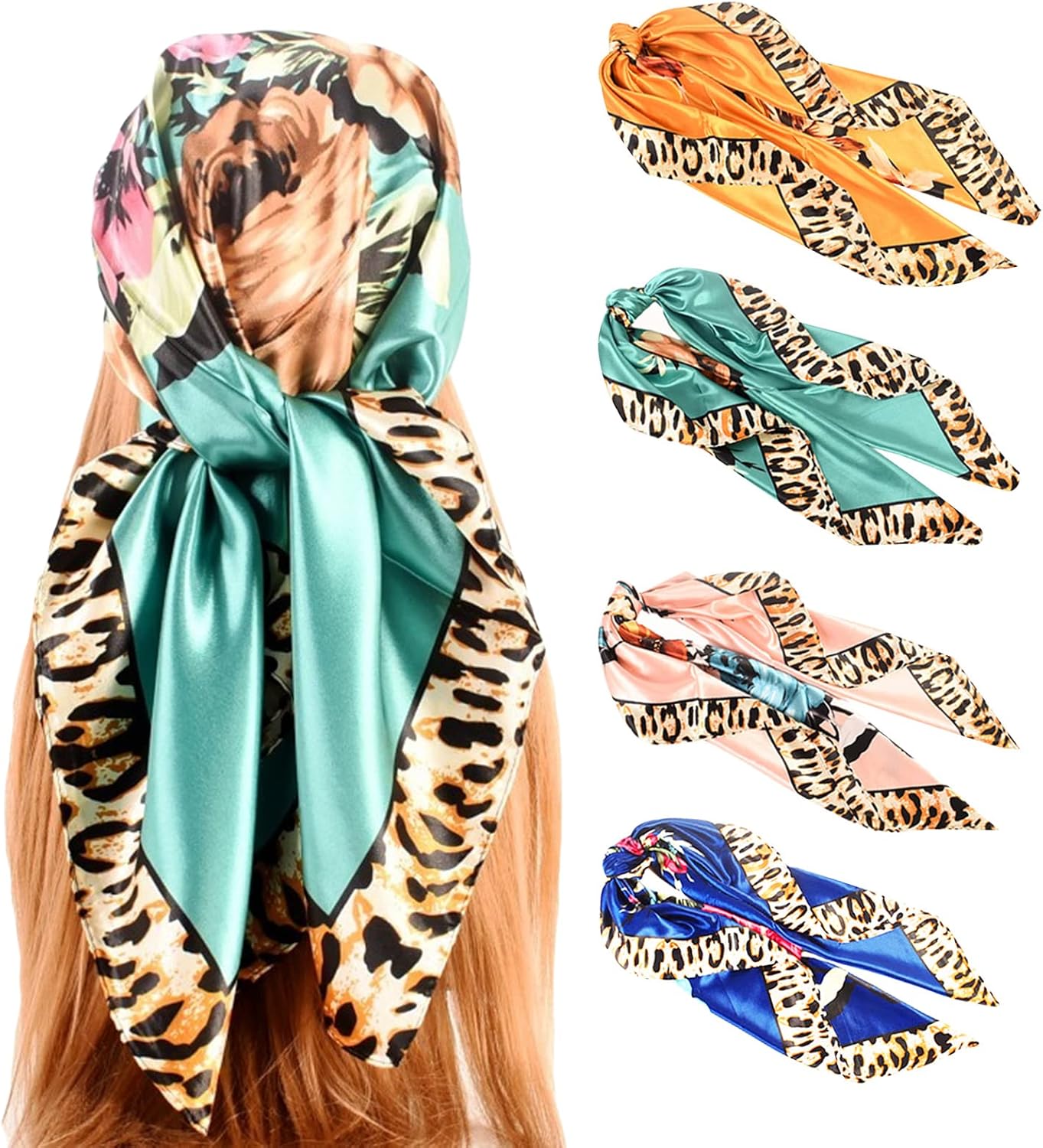 24 Sciarpe Marinaio In Seta Imitata Foulard Quadrati Blu