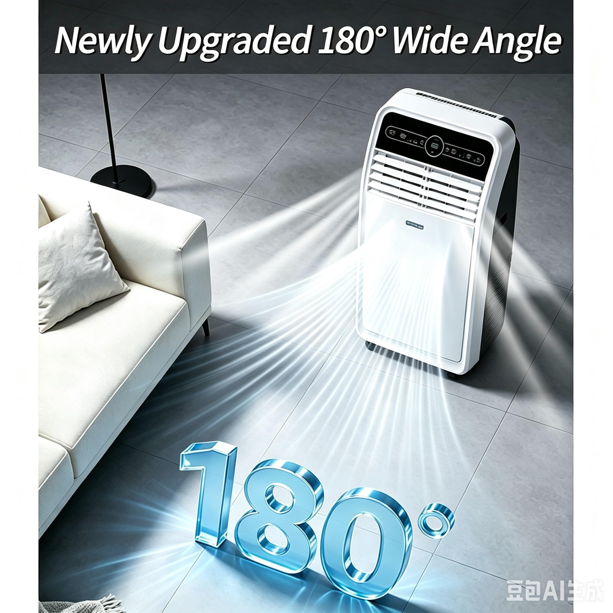 Condizionatore Portatile Da 12.000 BTU Con Telecomando, Unità Mobile 3-in-1 Per Soggiorno, Casa E Ufficio, Oscillazione A 180°, Timer 24 Ore, Kit Per Finestra Incluso