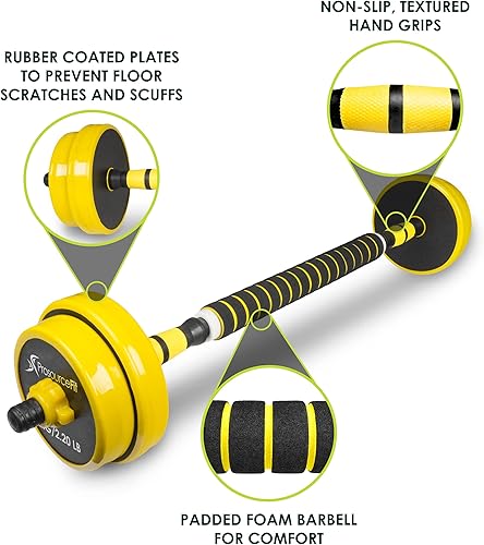 Miniatura 3 de ProsourceFit Juego de mancuernas y pesas ajustables, pesas libres 2 en 1, 44 libras, equipo de gimnasio en casa