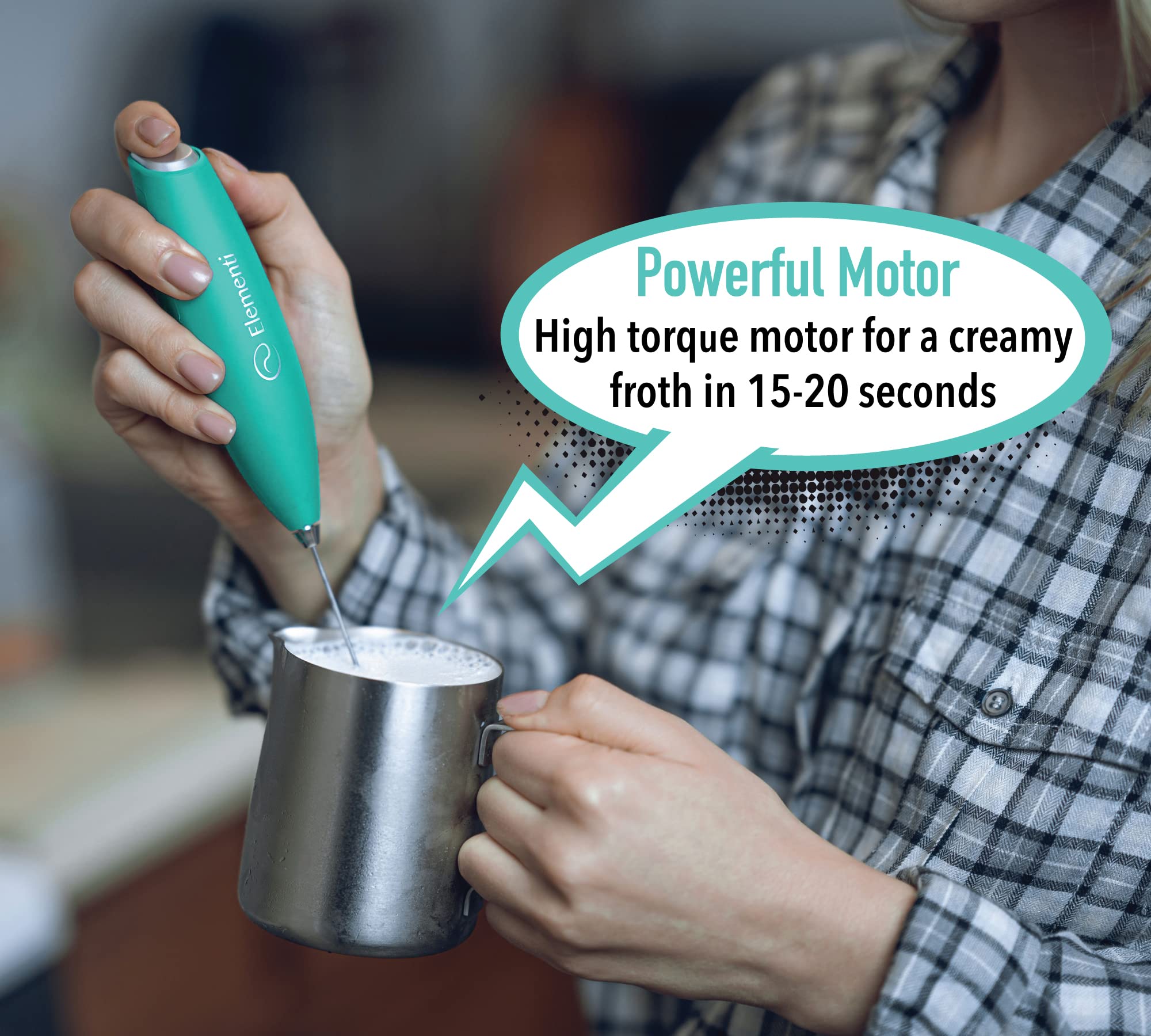 Elementi Electric Milk Frother Handheld, Matcha & Hot Chocolate Whisk - Image 3