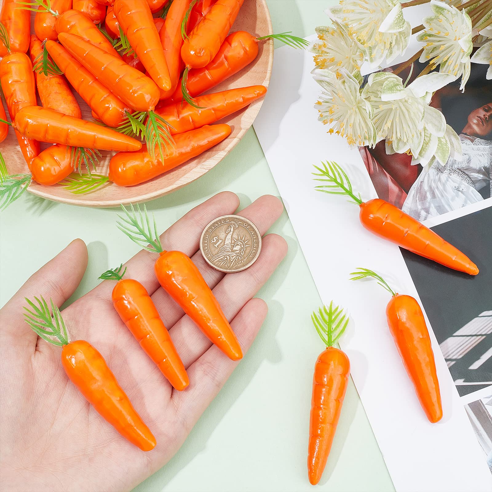 30 Mini Carote Artificiali In Schiuma – Decorazione Realistica Per Pasqua, Tavole, Cucina E Fotografia