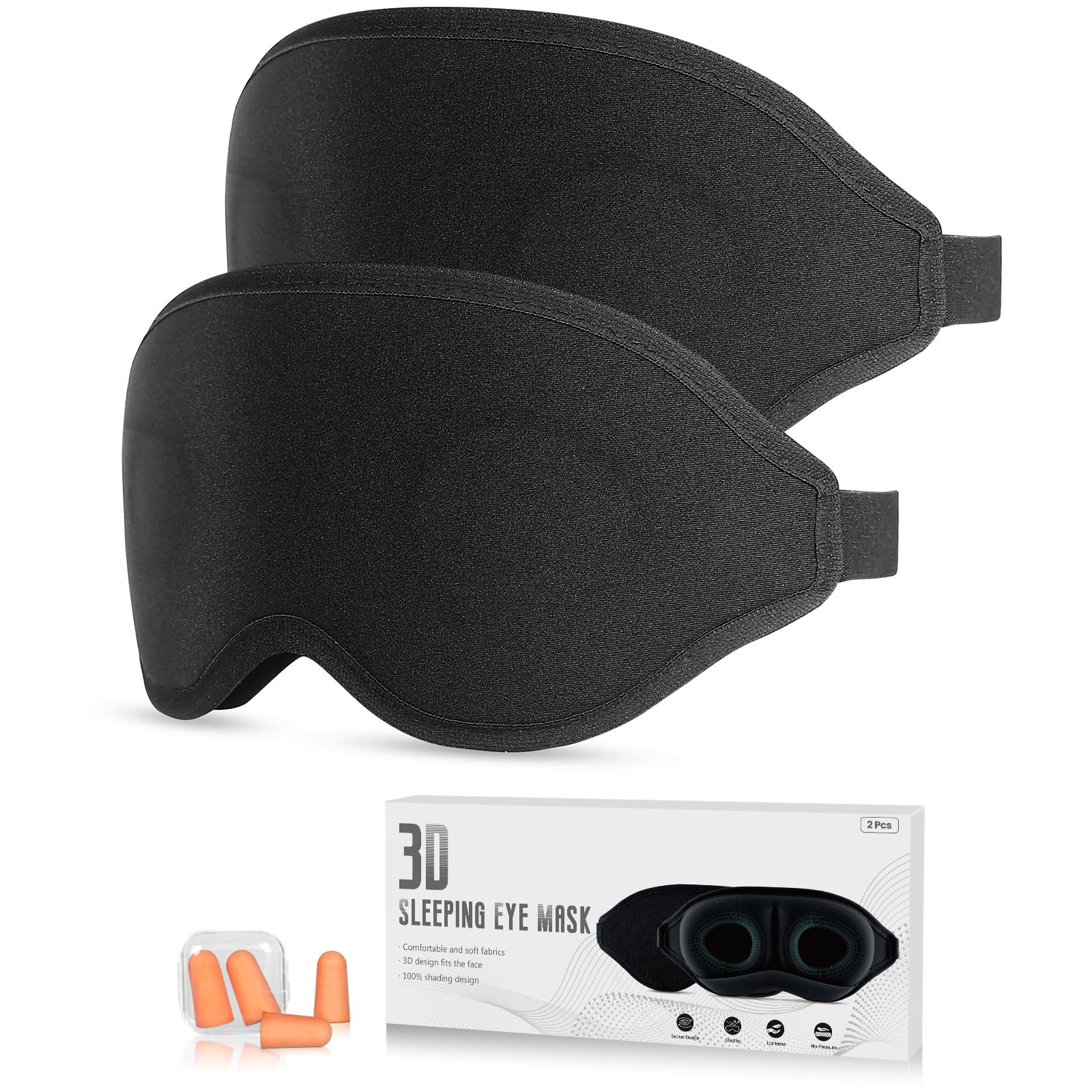 Aosun Antifaz para Dormir, 2 Antifaz Dormir 3d, Sta Máscara para Dormir Con Un Diseño Ultrasuave Está Equipada Con Mejorar La Calidad Del Sueño 2024 Modelo Actualizado