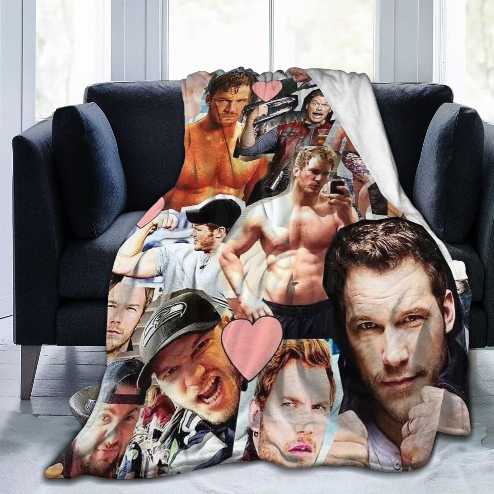YINGD Chris Pratt Blanket D Print Plush Lamb Blanket Bedding Decor for Living Room Bedroom Dorm Decor for Adults