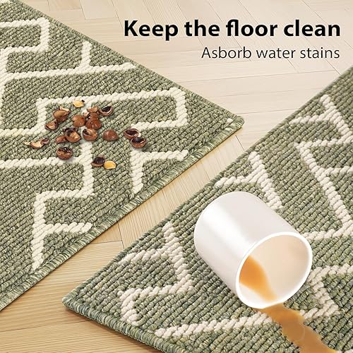 Miniatura 174 de hicorfe Juego de alfombras y tapetes de cocina, alfombra antideslizante de polipropileno súper absorbente, tapete suave y cómodo, lavable para Negro