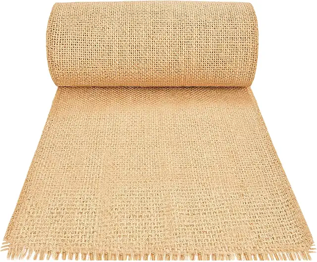 HEETA Jute Tischläufer Meterware 20cmx6m, Naturband für Tischdekoration