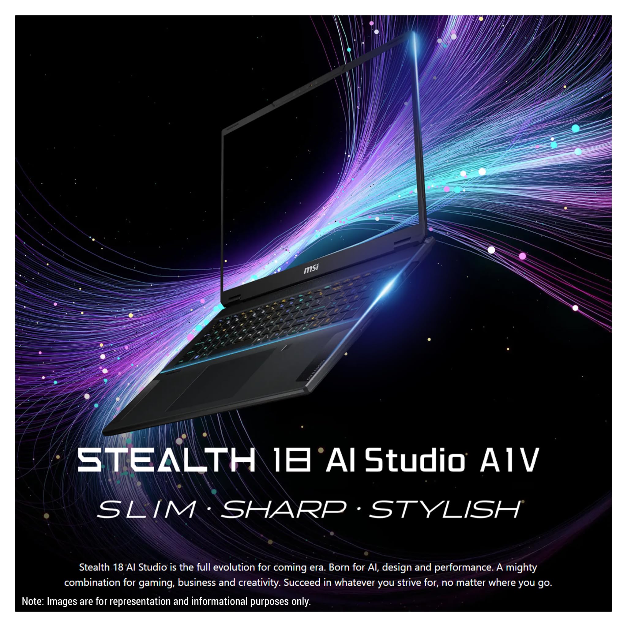 msi Stealth 18 AI Studio Gaming Laptop, Intel Ultra 9-185H, 32 GB DDR5 RAM, 2 TB PCle SSD, 18” QHD+ (2560x1600) 240Hz, Nvidia G-Force RTX 4080, Backlit Keyboard, W11 Pro