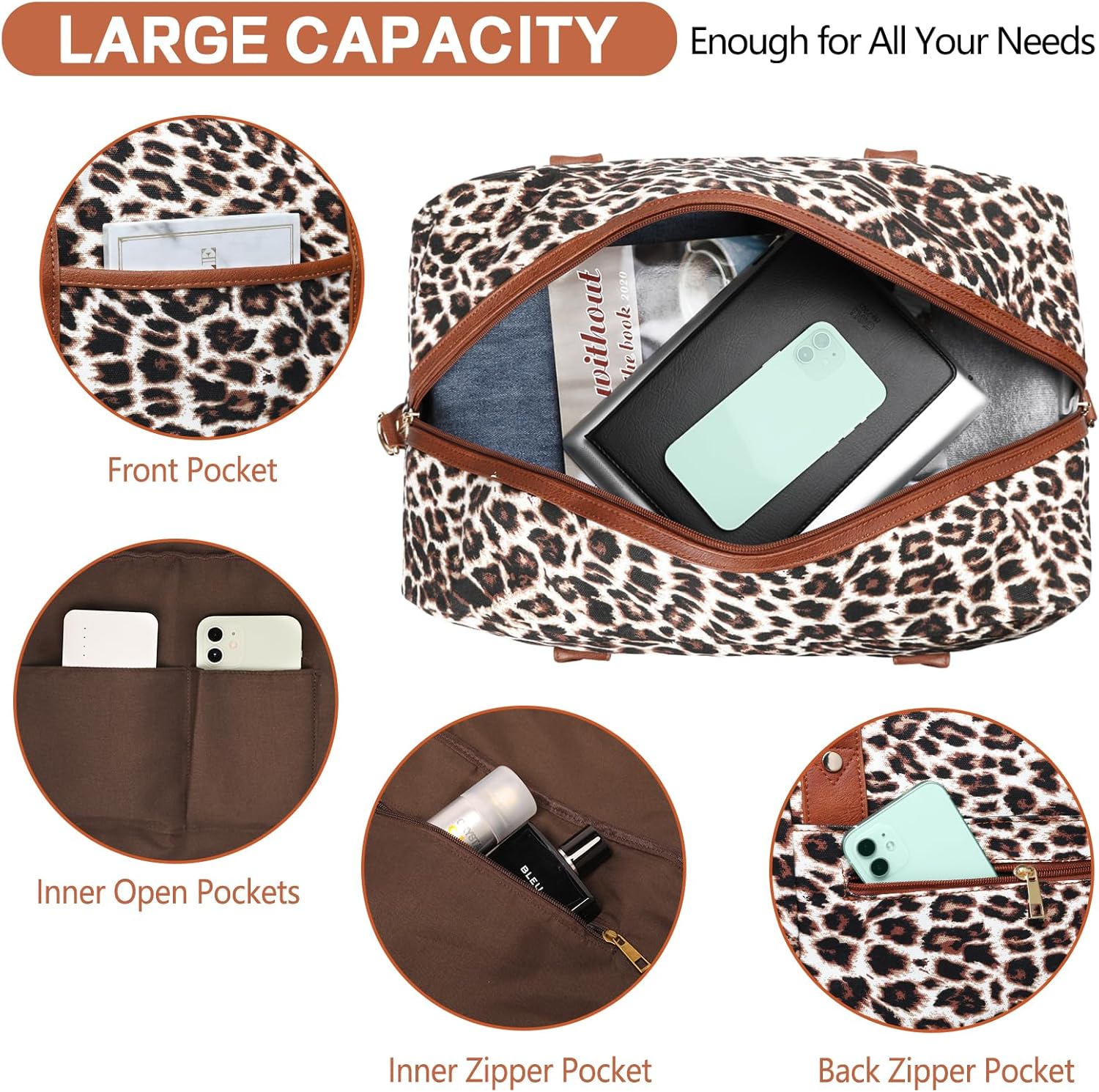 Weekender Bag for Women Canvas Overnight Bag Large Travel Tote Bag Carry on Shoulder Duffle Bag With Shoe Compartment,Perfect for Travel/Daily Use/Birthday Gift … - Image 5