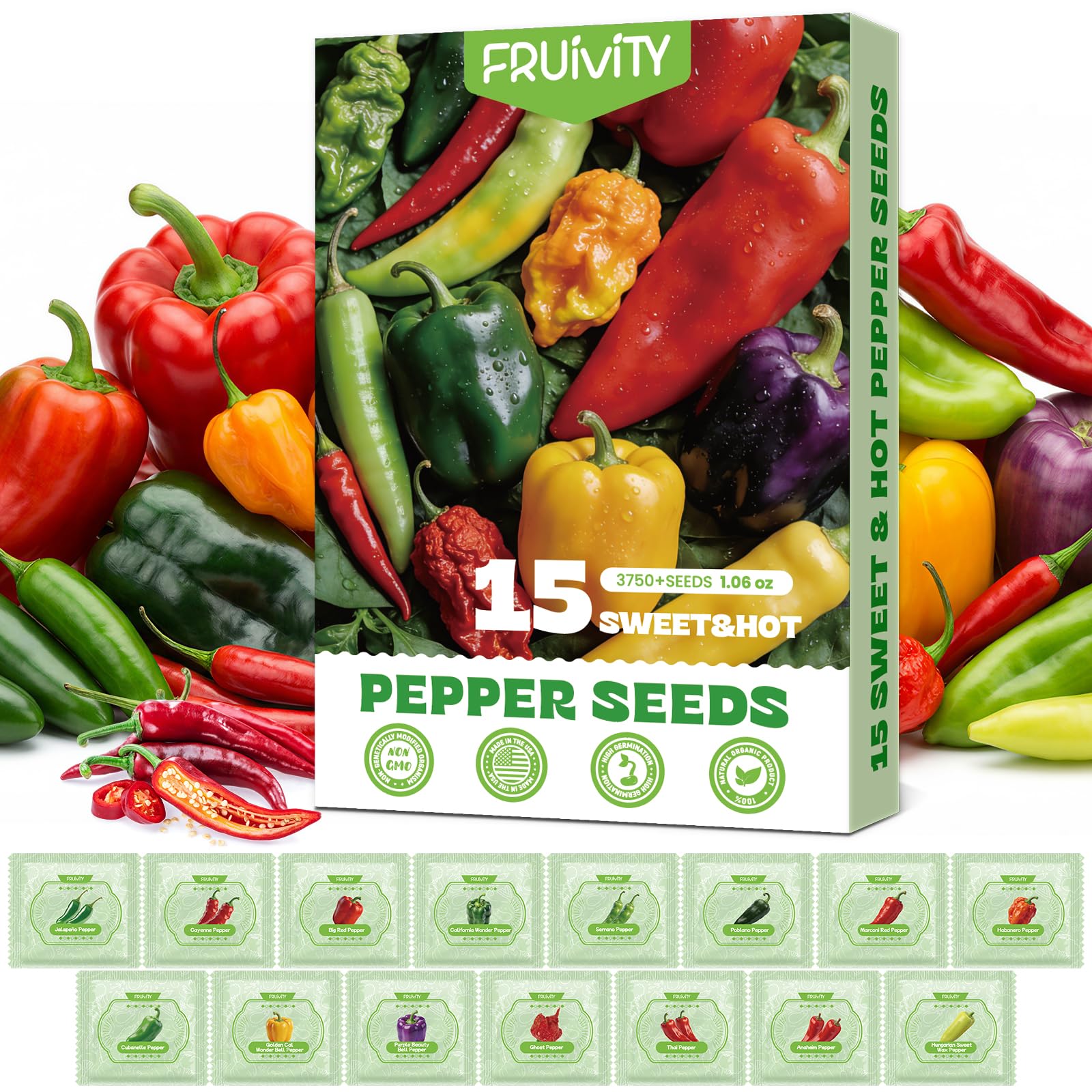 Fruivity 15 Pepper Seeds Pack