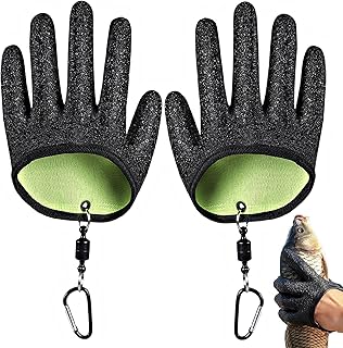1 par luvas de pesca, luvas de pesca impermeáveis anti-cortes com fecho magnético para manusear com segurança lúcio, siluro, lúciópia