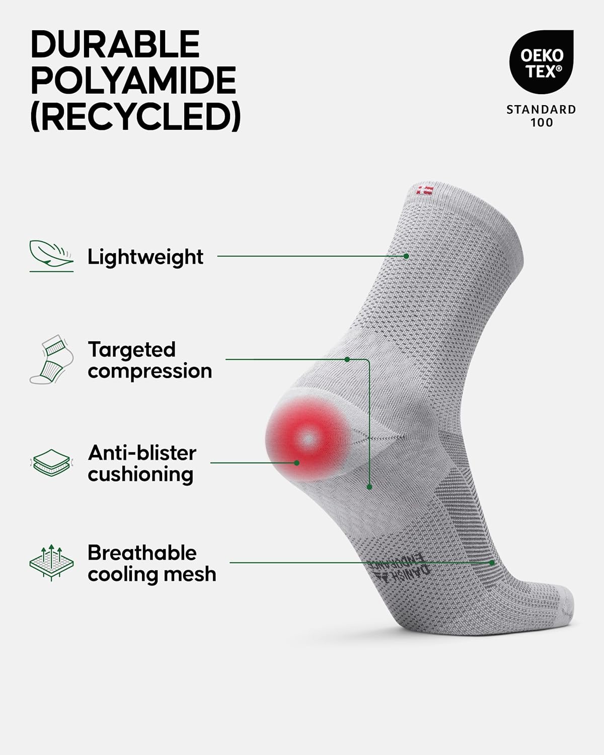 DANISH ENDURANCE 2-Pack Plantar Fasciitis Support Socks, Functional for Neuropathy, Compression Socks for Achilles Tendonitis - Image 2