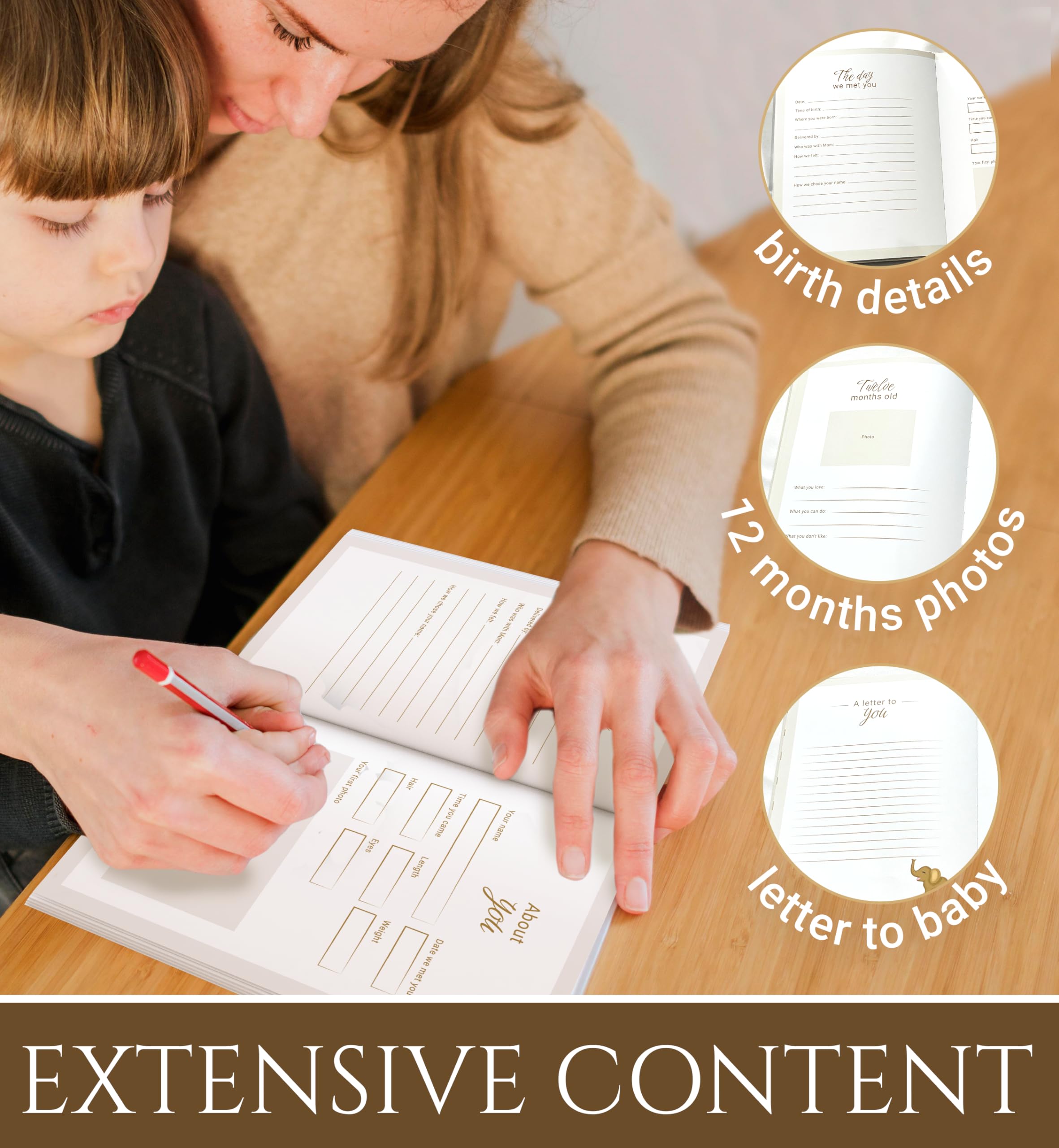 Książka pierwszego roku dla niemowląt, książka pamiątkowa dla chłopca lub dziewczynki, pierwsza książka dla niemowląt, minimalistyczna książka pierwszego roku dziecka, album do scrapbookingu, pamiątka