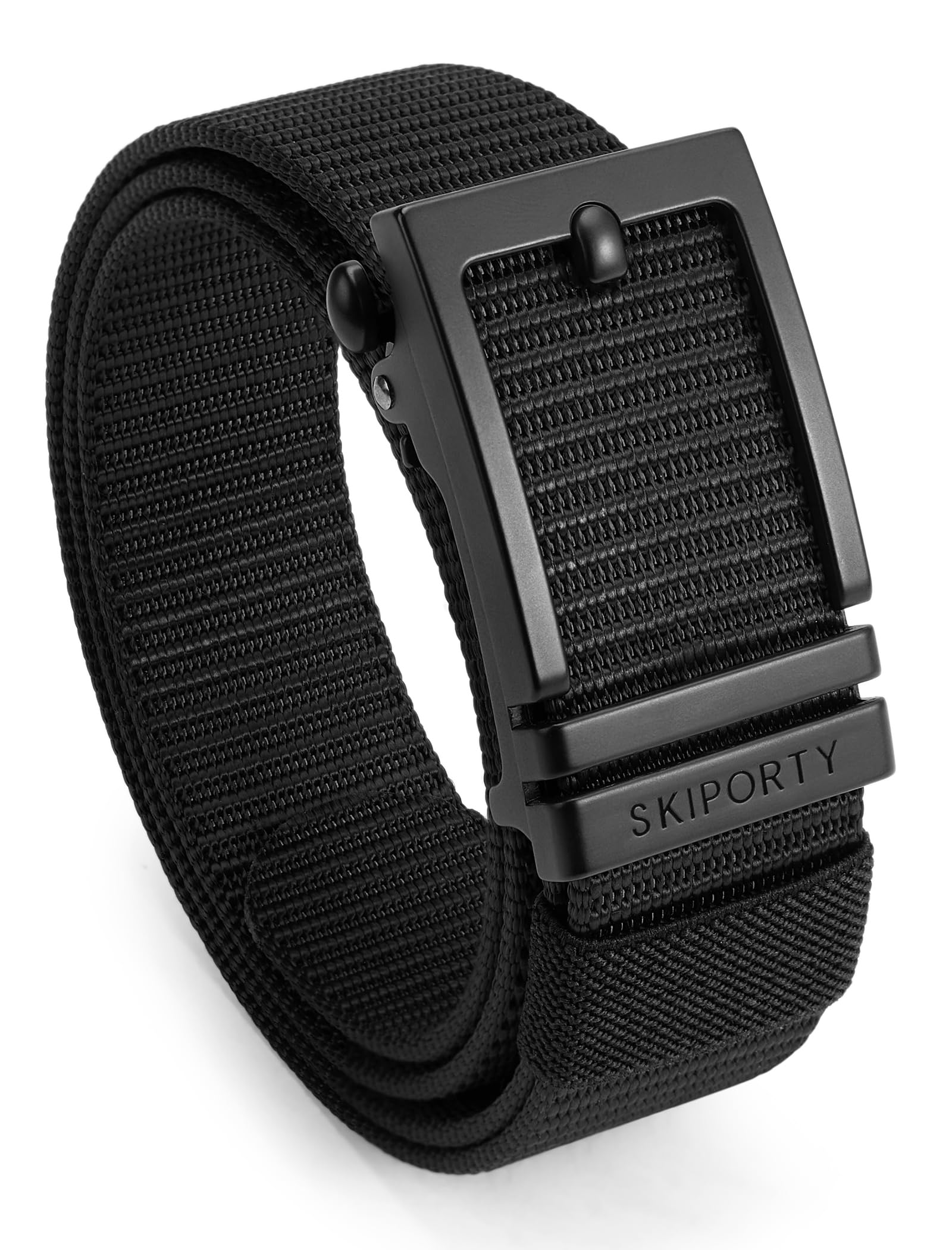 SKiporty Mens Tactical Belt, Military Nylon Web Work Belts, Ratchet Golf Duty Belt with Automatic Slide Buckle