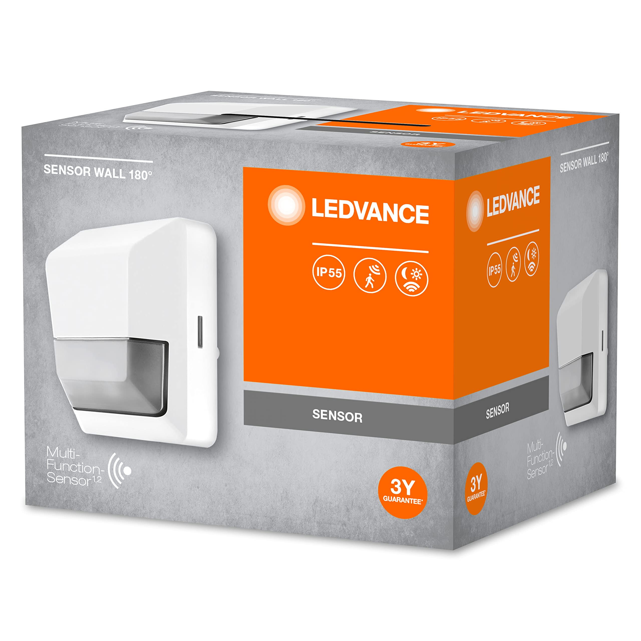 Ledvance Sensor für Wandmontage, 180 Grad Erfassungsradius, IP55 Schutzklasse, Weiß, SENSOR WALL, 4058075244771, Weiss