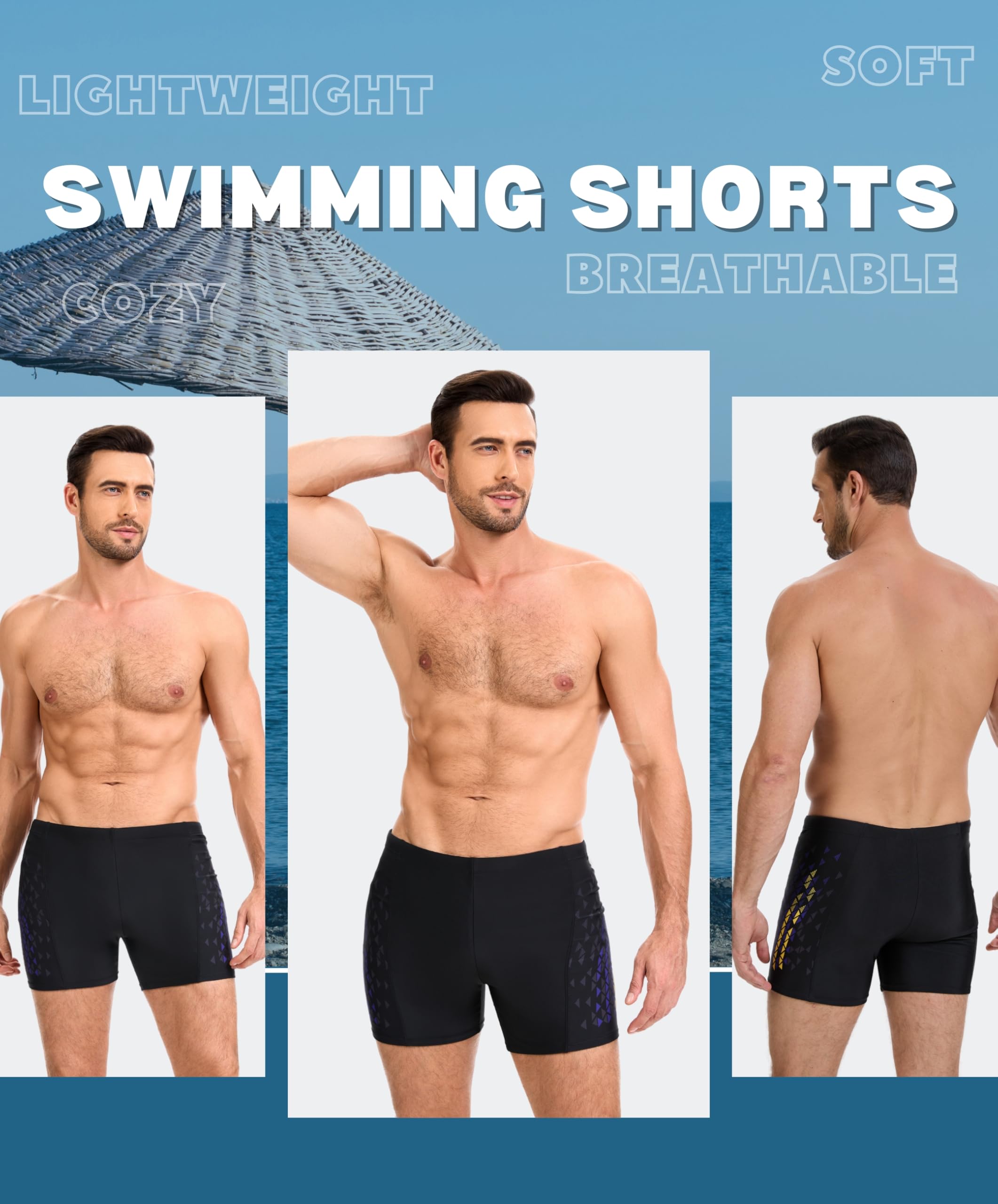 AMZSPORT Bañador de Hombre Secado Rápido Bañadores Boxer con Cordón