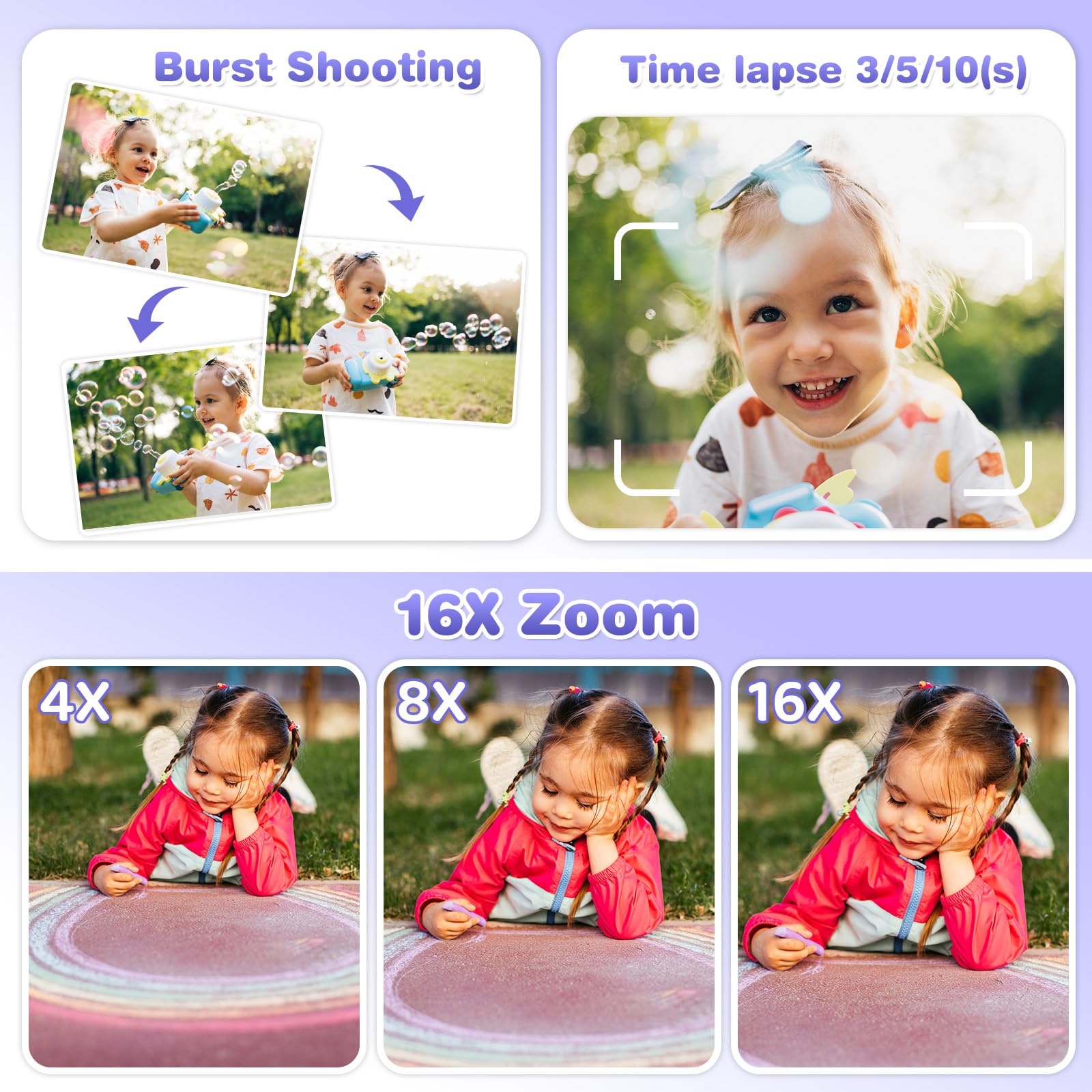Fotocamera istantanea per bambini con selfie, fotocamera compatta 1080P HD, stampa istantanea di foto, regalo di compleanno, regalo di Natale, giocattolo a partire da 3, 4, 5, 6, 8, 7, 9, 10, 11 anni