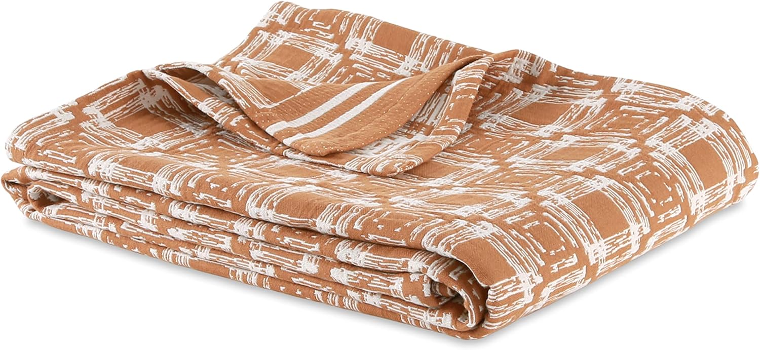 Berkshire Geometric Organic Cotton Deuxcloth Blanket All