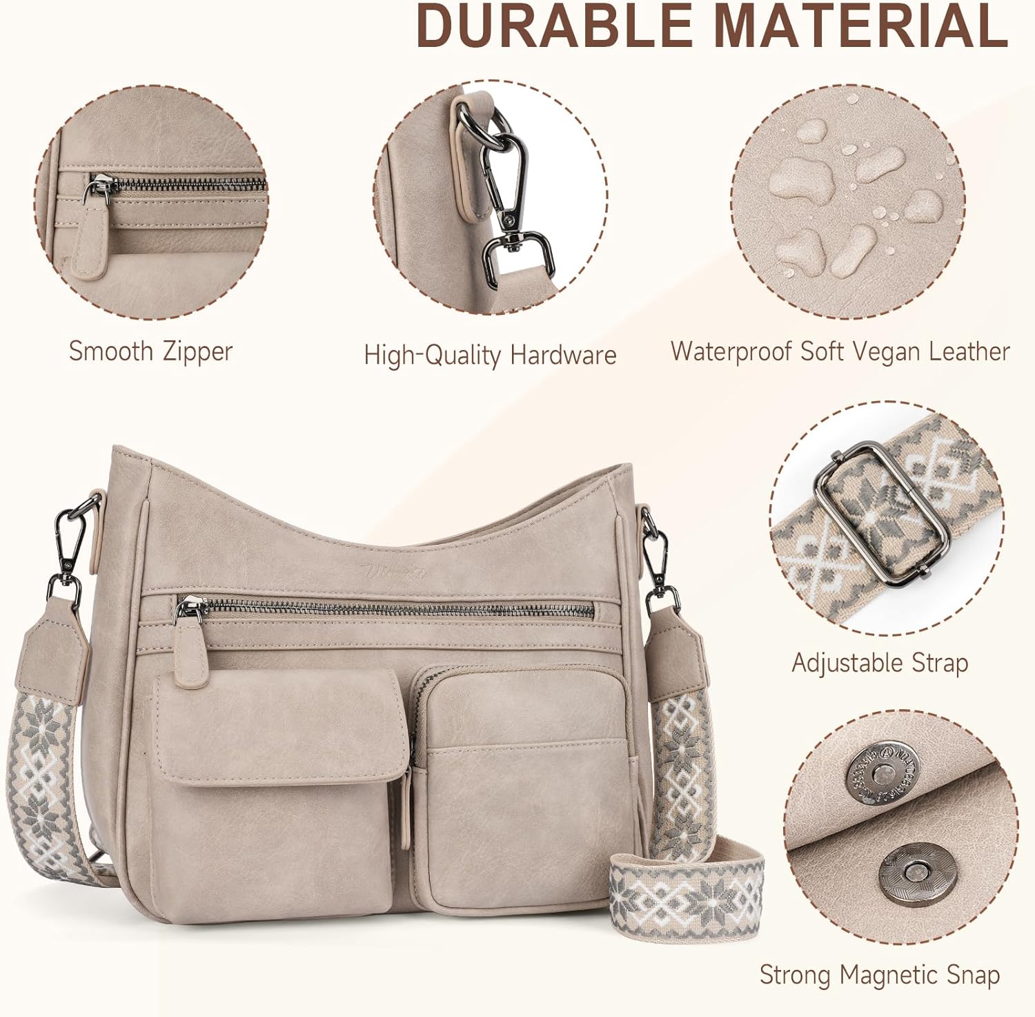 Crossbody Bags for Women Trendy Vegan Leather Crossbody Purse Shoulder Handbags Multiple Pockets Hobo Bag Ladies - Image 6