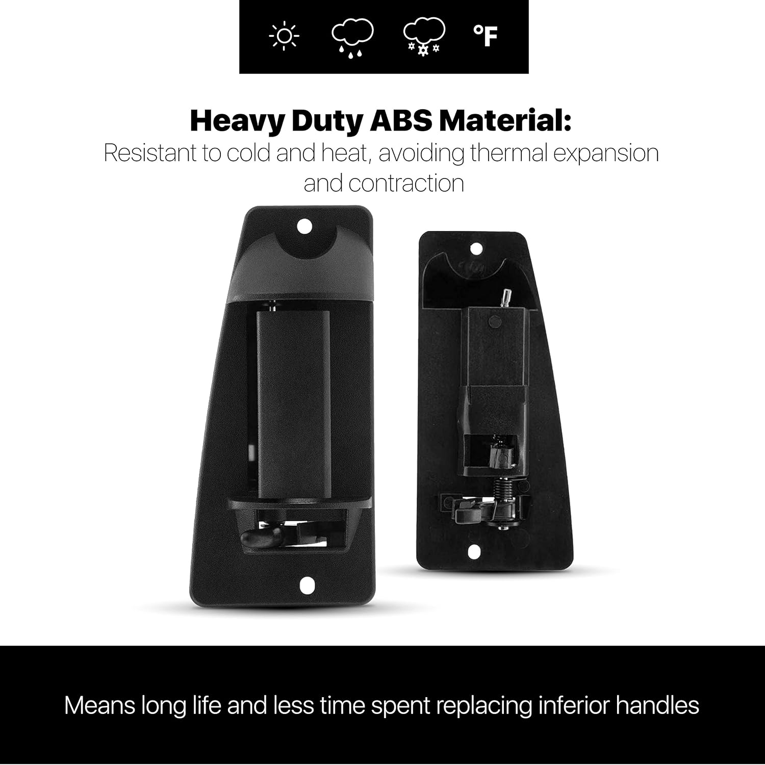 T1A Outside Door Handle Replacement for 1999-2007 Chevy Silverado and GMC Sierra, Fits Rear Right Side Passenger's Door of Extended Cab, Black Color, T1A-15758171