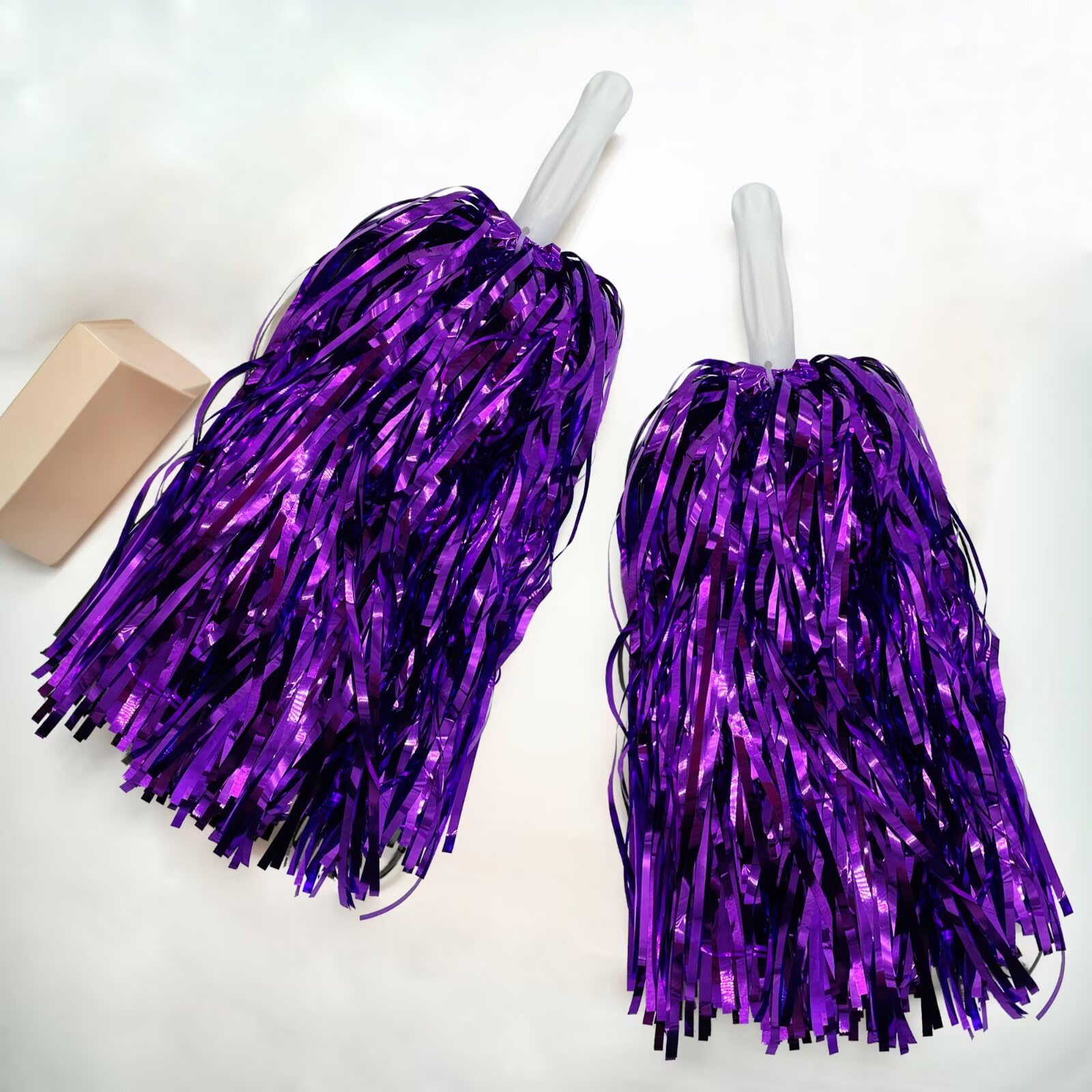 2 pompones negros de animadora de papel metálico para escuadrones deportivos, bailes, fiestas, fútbol, baloncesto, celebración de actuaciones espirituales — view 9