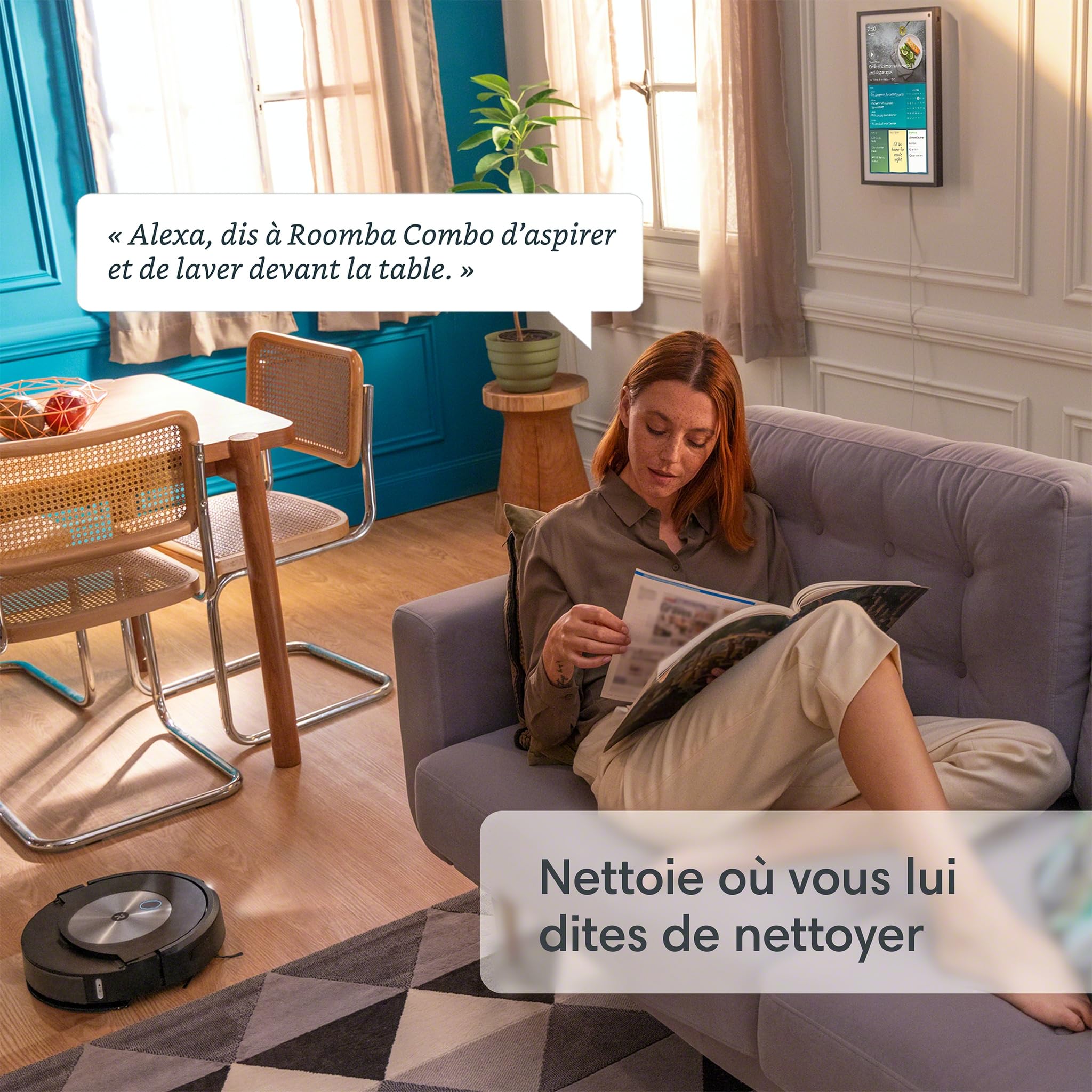 iRobot Roomba Combo j7+ (c7556) - Robot Aspirateur et Laveur de sols connecté - Lingette rétractable - Cartographie et Navigation Intelligentes- Vidage Automatique