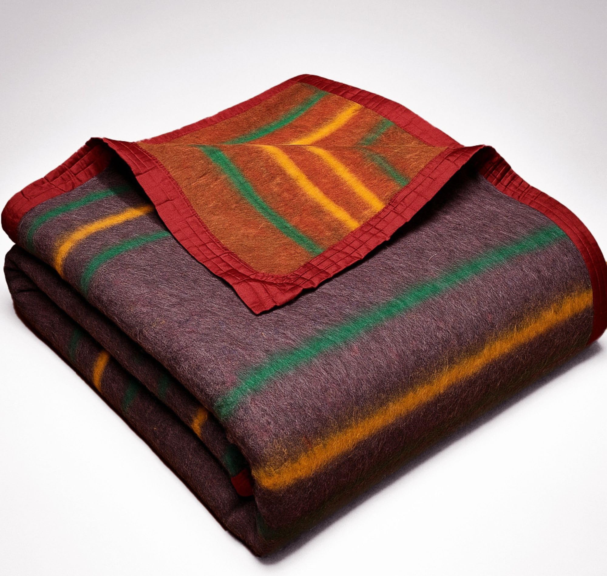 VAS COLLECTIONS Premium Wool Blend Stripe Blanket | 500 GSM | Soft, Warm & Lightweight | Full Size 152x228 cm (60x90 inches) | 1.8 Kg | Ideal for Winter & All Seasons | Grey & Green Stripes-picture-10
