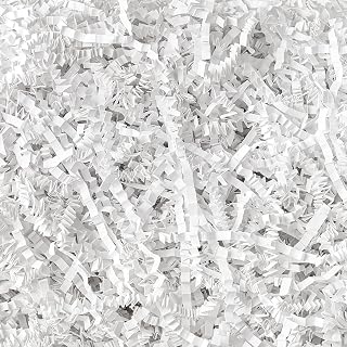5 oz Crinkle Cut Paper Shred Filler, Gift Box Basket Filling Grass Cushion Stuffing for Wedding, Birthday Gift Decoration (White)