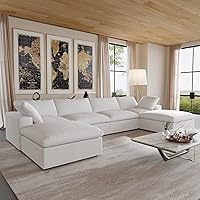 Vista 19 de Cloud - Sofá modular modular de dos plazas + otomano, sofás seccionales de 78.72 pulgadas para sala de estar, apartamento, funda de sofá profundo