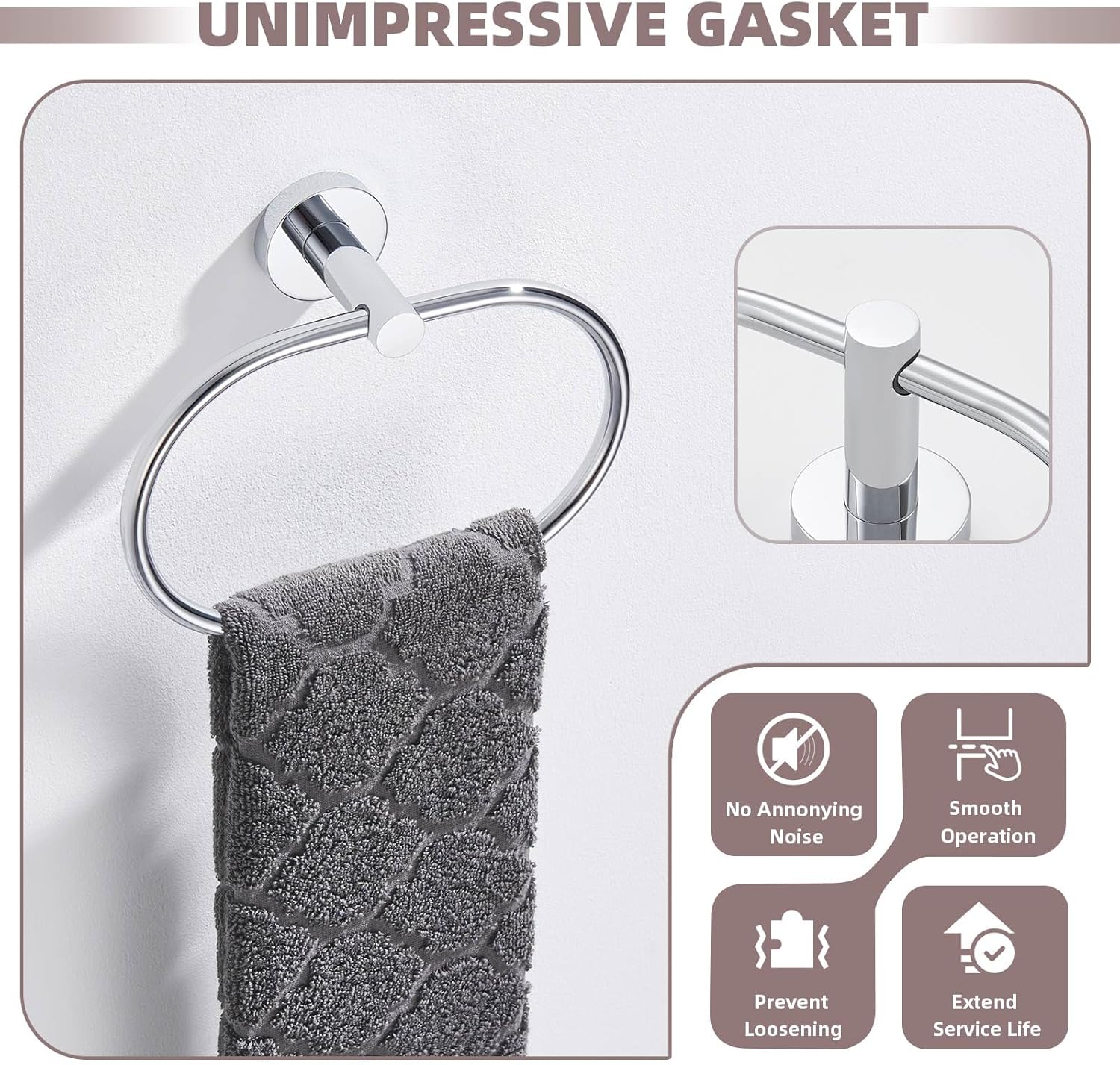 Suyar Swivel Robe Hook 2PCS Bundle with Towel Ring (Chrome)