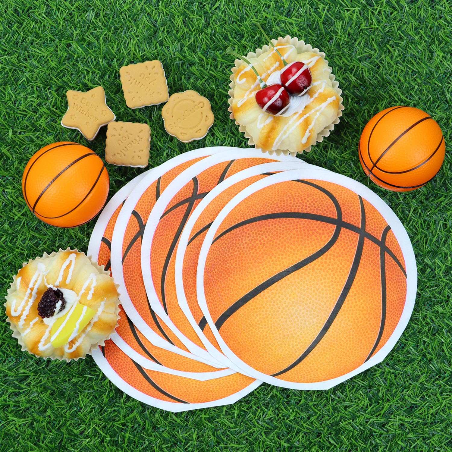 100 tovaglioli di carta a forma di pallacanestro, per feste sportive, baby shower, feste di compleanno