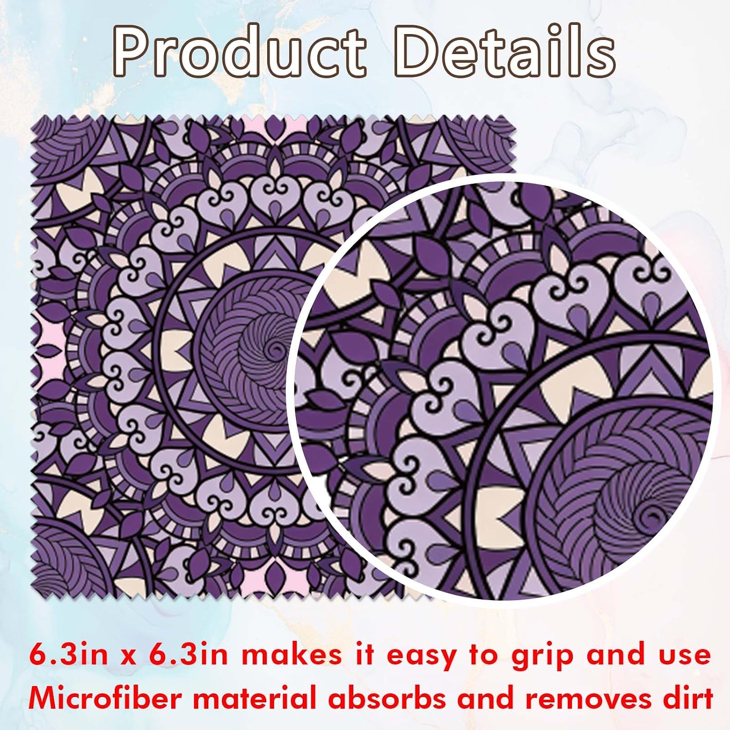 FREEBLOSS 24Pcs Microfiber Cleaning Cloth Flower Pattern Glasses Cleaner Cloths Premium Thick Eyeglass Cleaning Cloth for Glasses Window Mirrors 6.3x6.3inch/16x16cm