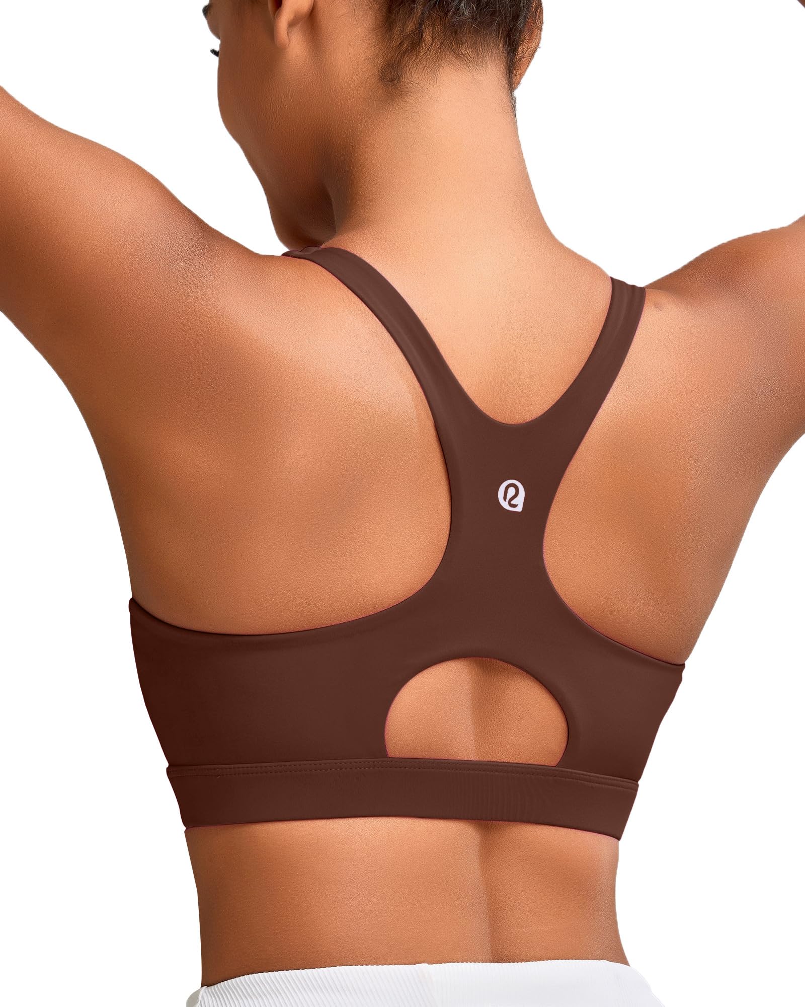 RUNNING GIRL Sports Bras for Women High Support,Racerback High Impact Grey Sports Bra Moulded Cup Workout Bra Push up