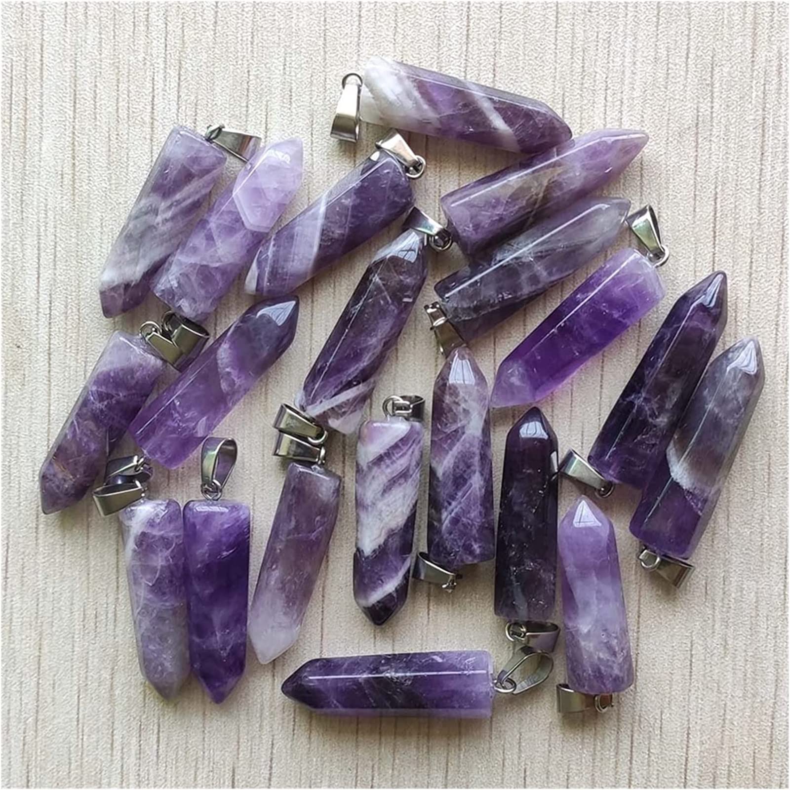 schmuck selber Machen Natürliche Amethyst-Stein-Pendel-Charm-Anhänger for Schmuck Machen 12pcs / Lot edelstein anhänger
