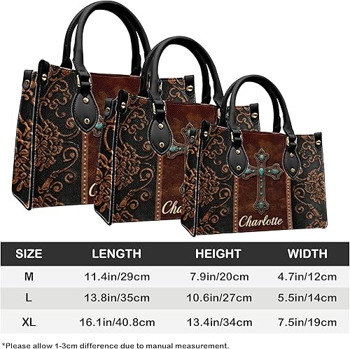 Vista 5 de Bolso de Cuero Cristiano, Fe Personalizada con Cruz Religiosa Bolso de Cuero PU Regalo para Mujeres, Mamá, Hermana cristiano 01