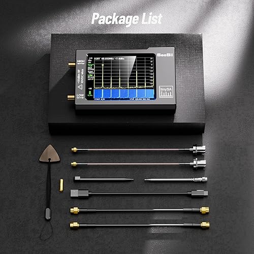 Miniatura 12 de Analizador portátil de espectro TinySA,SEESII Handheld Tiny Frequency Analyzer 100kHz a 960MHz Entrada MF/HF/VHF UHF, Generador de señal con batería