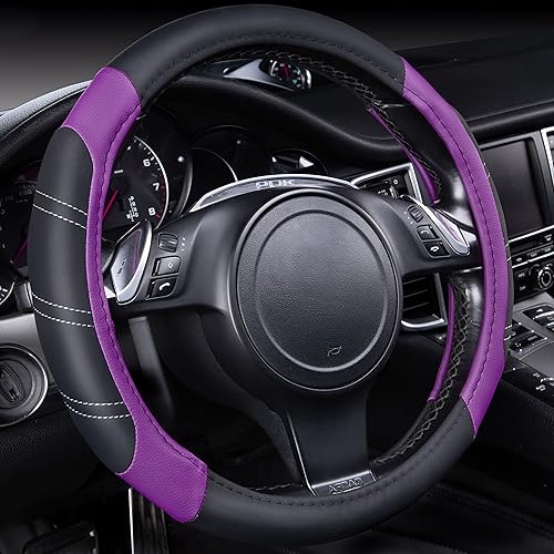 Miniatura 96 de CAR PASS Line Rider - Funda de cuero de microfibra deportiva para volante, ajuste universal para el 95% de camiones, SUV, automóviles, diseño cómodo