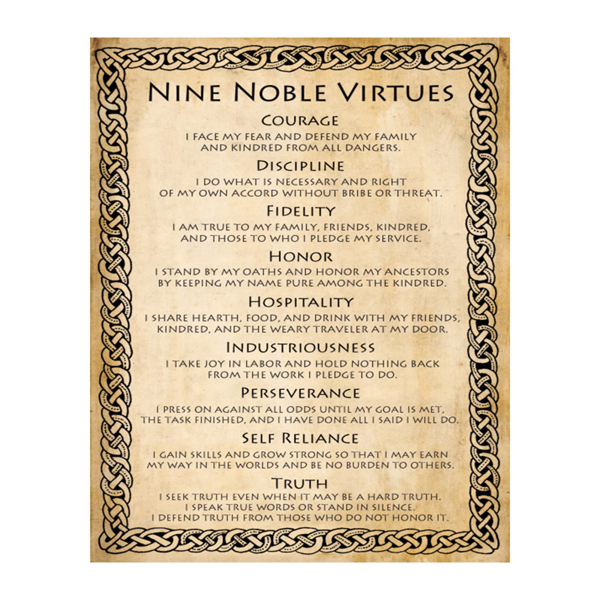 9 Noble Virtues & Affirmations-Inspirational Wall Art, Motivational Wall Print with Noble Virtues, Perfect Wall Decor For Home Decor, & Office Decor. Timeless Truths To Teach. Unframed -8 x 10"
