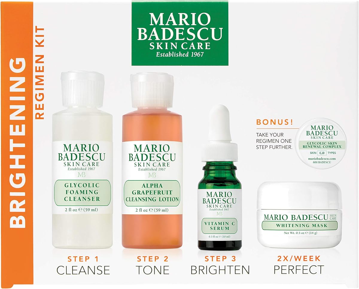 The Brightening Kit, 5 Piece Kit With Glycolic Foaming Cleanser, Alpha Grapefruit Cleansing Lotion, Vitamin C Serum, Whitening Mask & Glycolic Skin Renewal Complex
