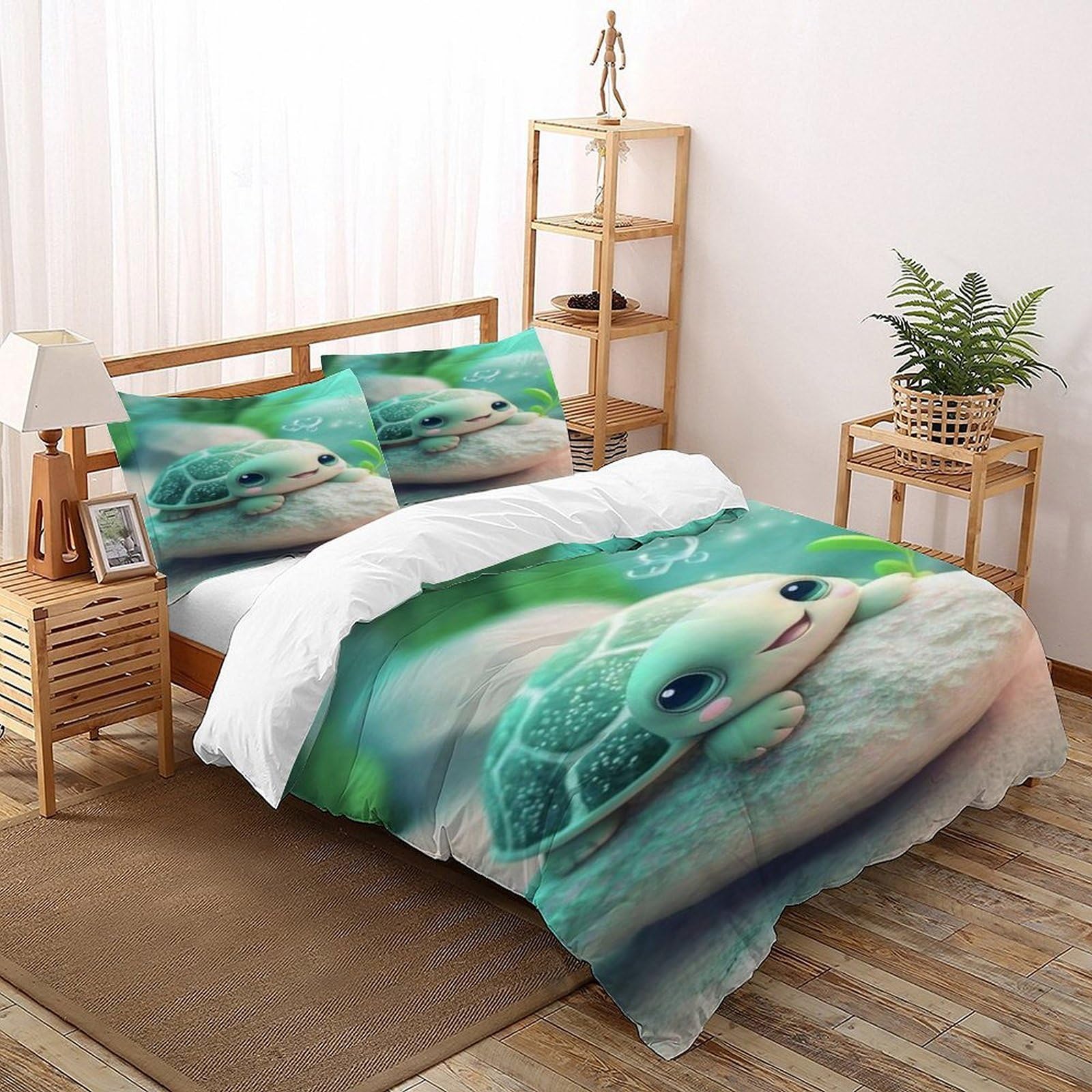 Parure de lit tortue de mer en microfibre douce avec fermeture éclair