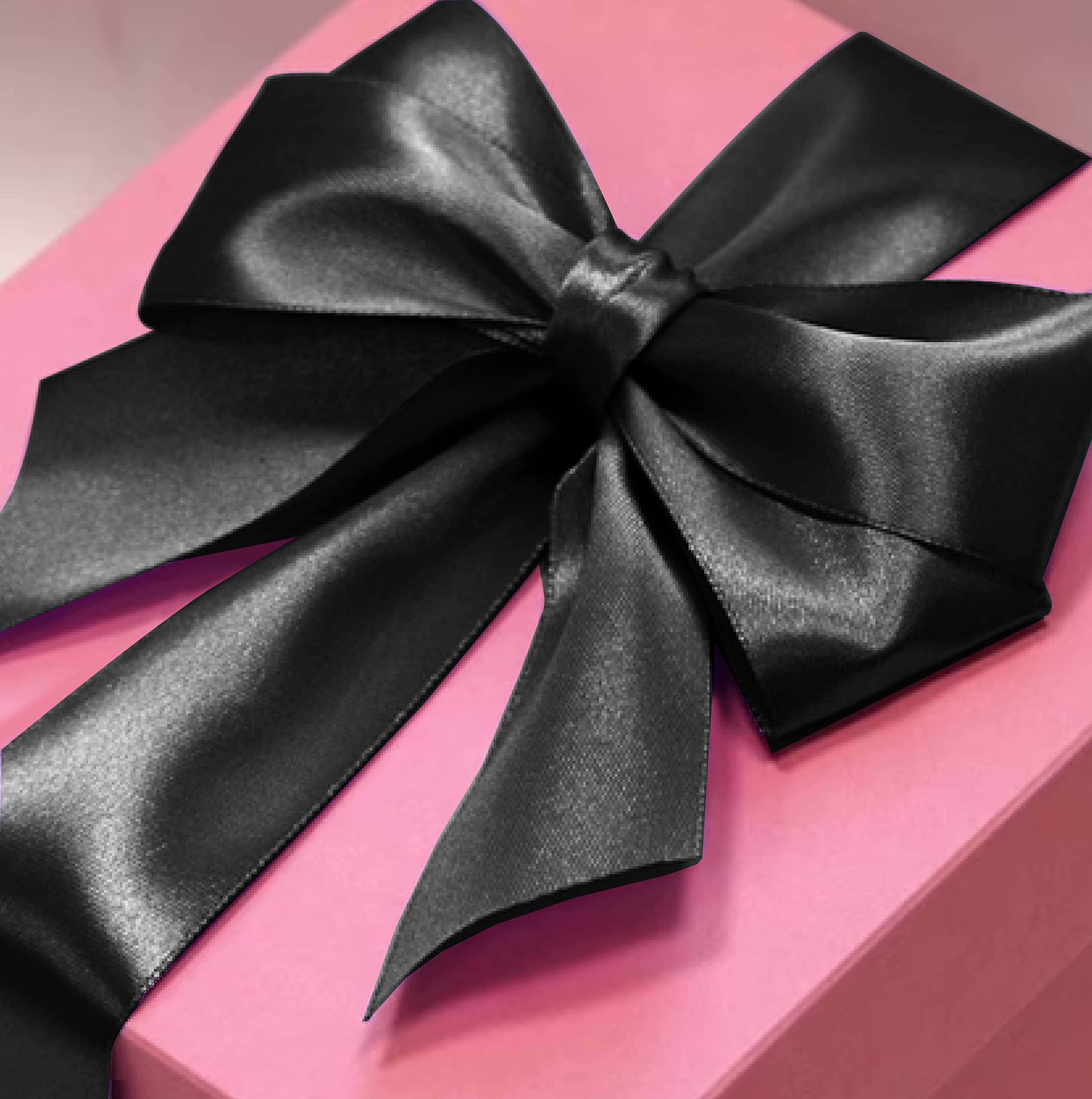 Nastro Rotolo da 50 mm in Doppio Raso Nero Bobina da 25 metri Nastrino Spessore 5 cm per Matrimonio Battesimo Natale Capodanno Idea Regalo Bomboniera