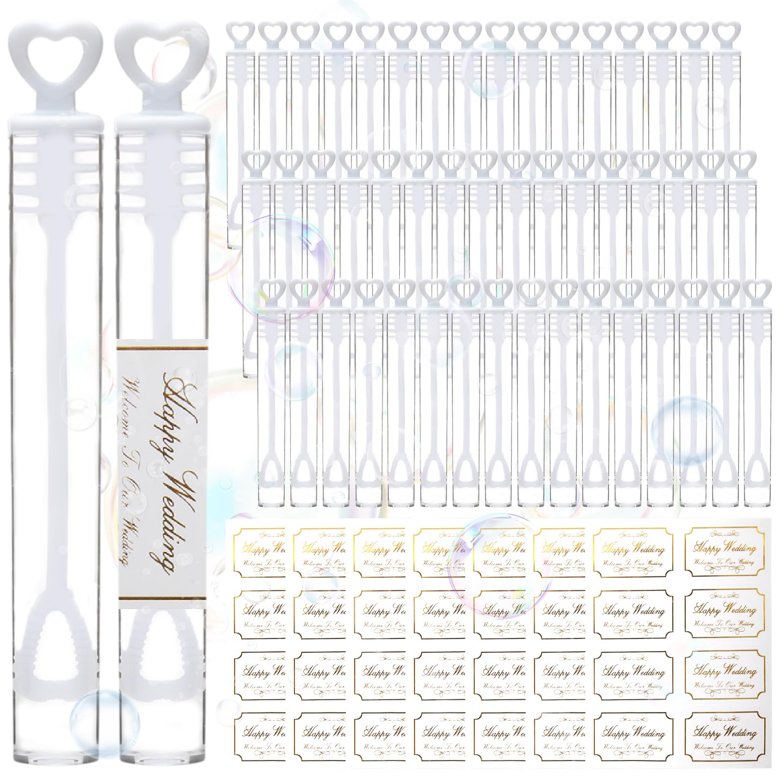 YUE QIN 50 Pack 10.5x1cm Mini Bubble Wand with Sticker Bubbles Tubes Wands