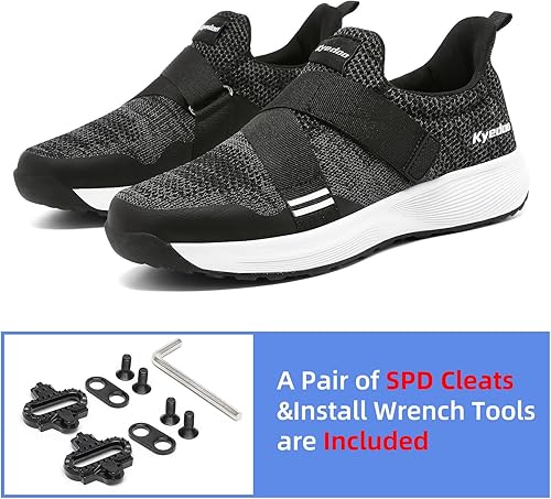 Miniatura 2 de Zapatos de ciclismo de interior para hombre compatibles con tacos SPD, cómodos zapatos de bicicleta para caminar, tacos incluidos