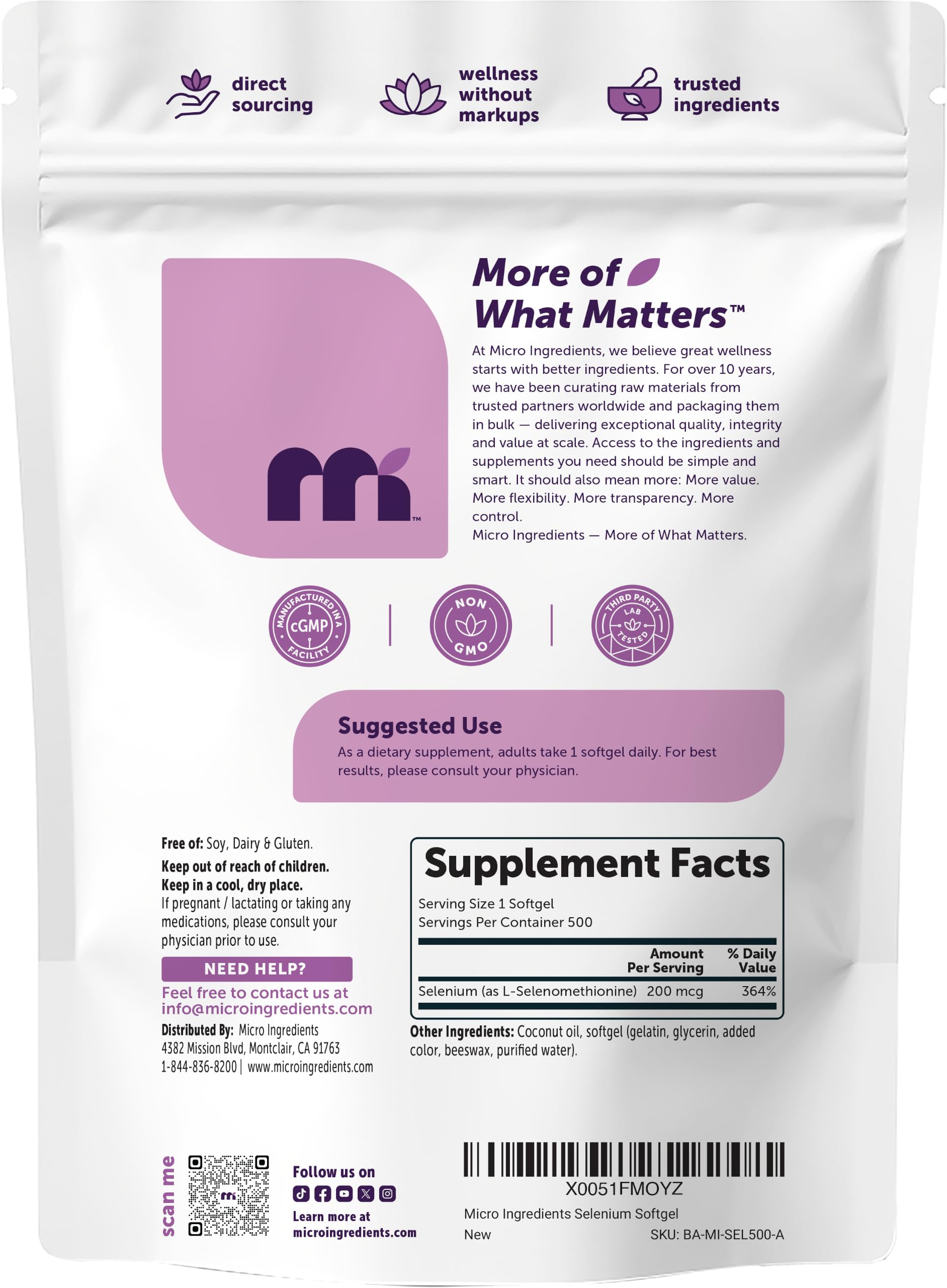 Selenium Supplements for Women & Men 200mcg Per Serving, 500 Softgels — Amazon image 6