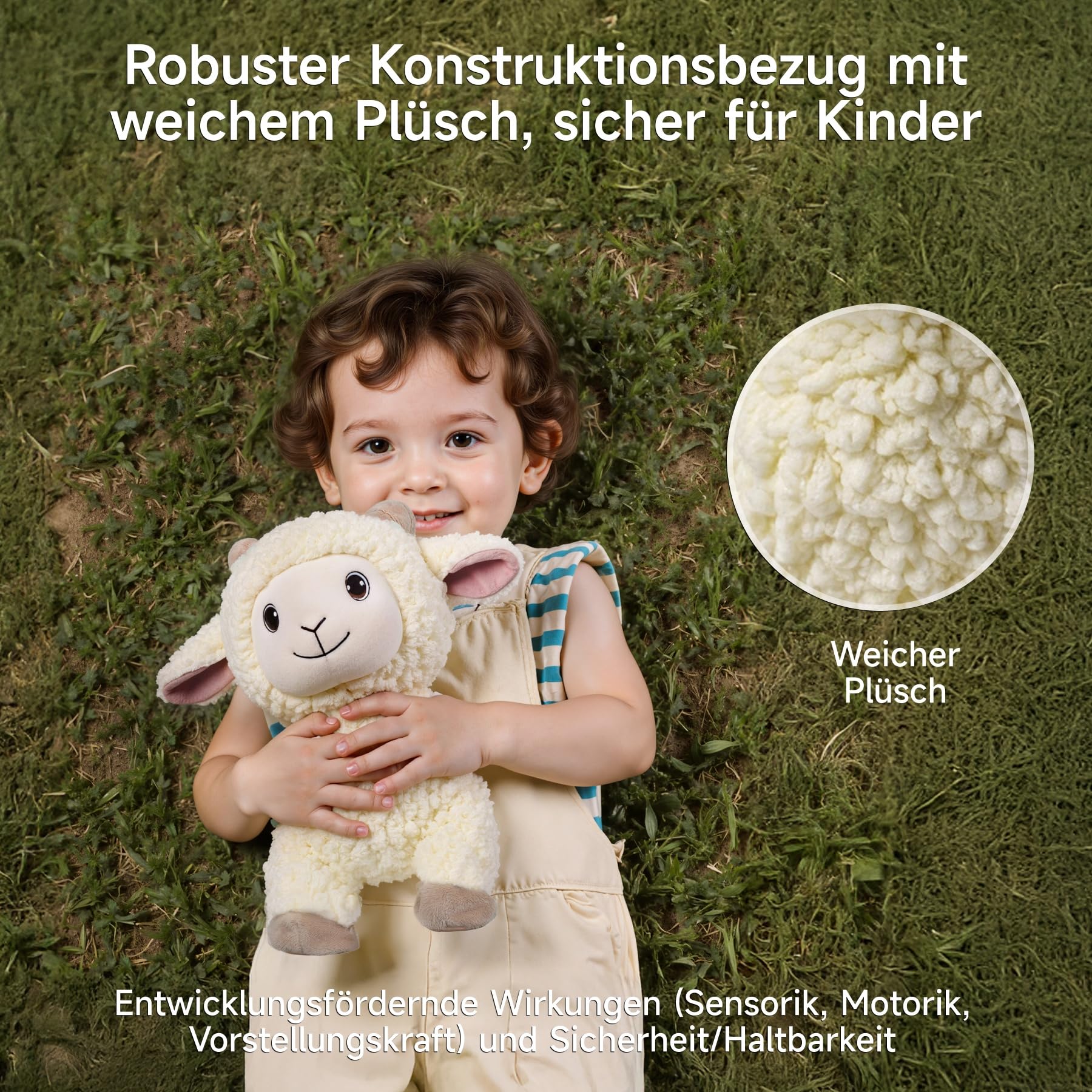 Laufen Schaf Kuscheltier Lamm Plüschtier mit Fernbedienung Leine, Elektronisch Interaktiv Schaf Stofftier das Singen, Machen, Schwanzwedeln und Realistische MÄH-Laute, Geschenk für Kinder