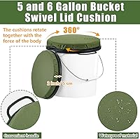 Vista 3 de Lewtemi 2 asientos de cubo de 5 galones, asiento giratorio de 360 grados, tapa acolchada verde de 2 pulgadas de grosor, con cubierta impermeable