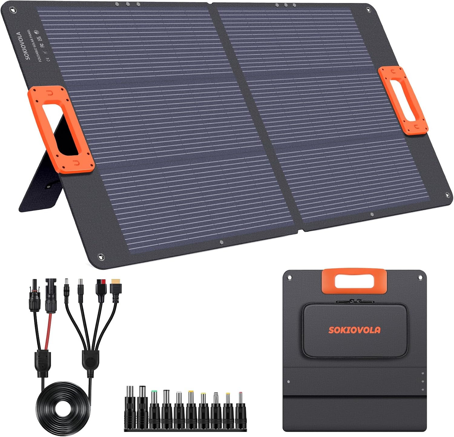 N-Type 16BB 100W Portable Solar Panel for EF/Jackery/Bluetti/Anker Power Station,ETFE Foldable Solar Panel Charger 25% High Efficiency USB-A & QC3.0 Output IP68 for Blackout Camping RV