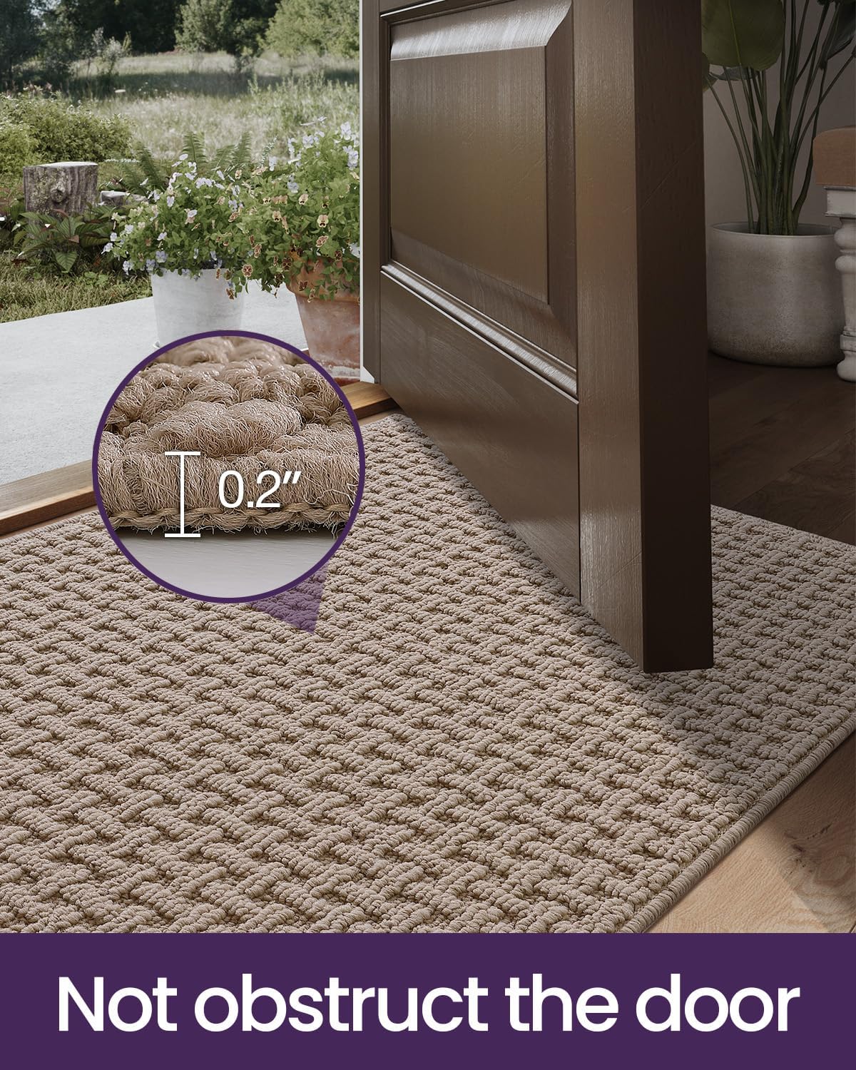 DEXI Front Entryway Door Mat Non Slip 32x48, Washable Entry Way Mats Inside Entrance Low Profile, Welcome Doormat Dirt Trapper for House Floor Home Porter Hall Backdoor Area, Light Taupe