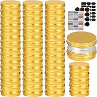 Vista 8 de Paquete de 12 latas de 4 onzas, latas redondas para ungüento, lata de aluminio dorado de 4 onzas con tapas, recipientes de lata de metal